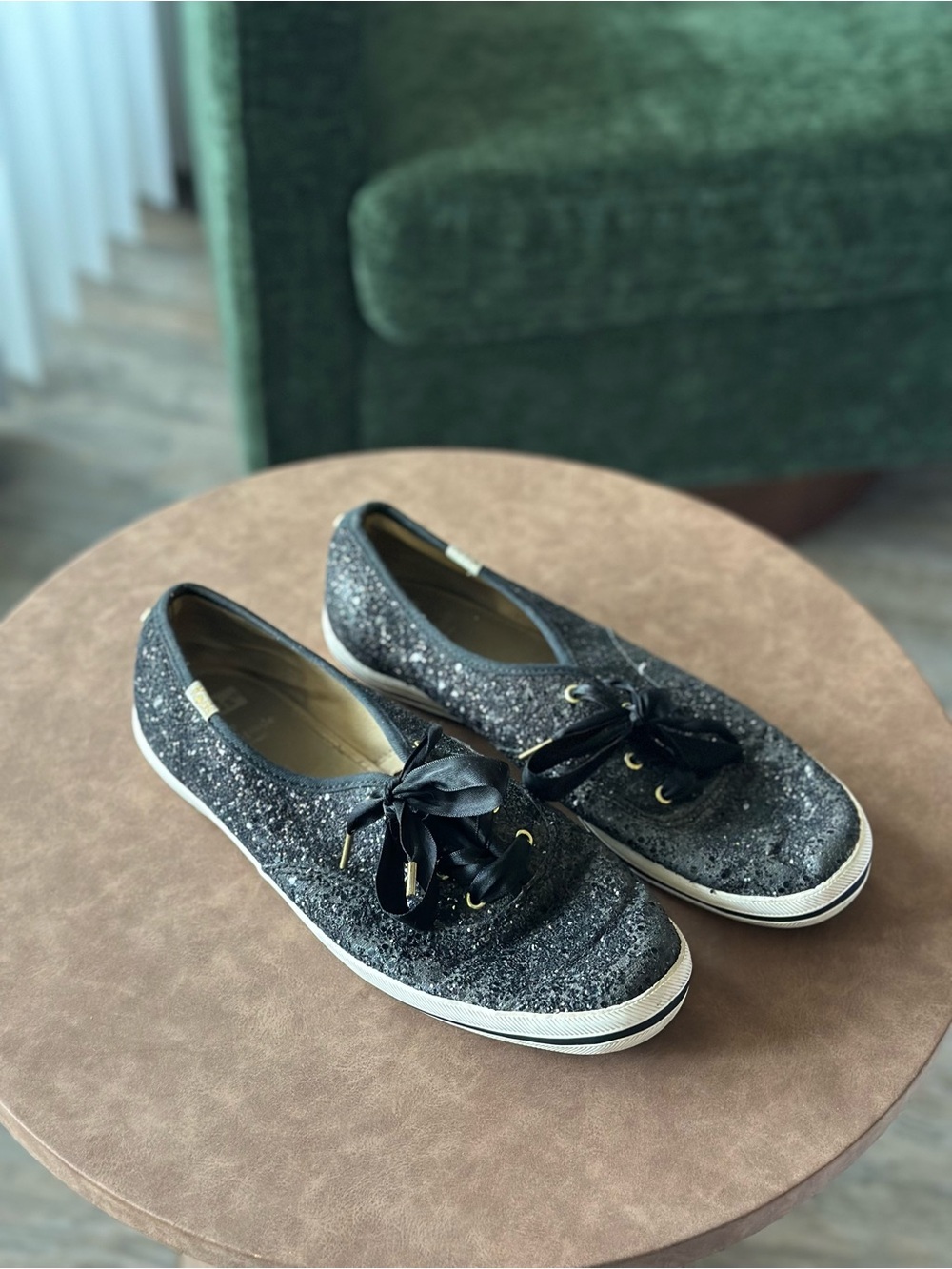 Kate Spade/Keds Black Glitter Sneakers